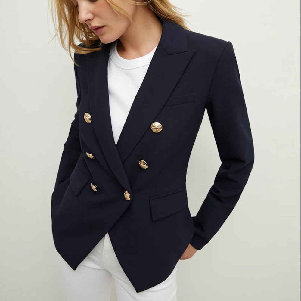 Veronica Beard Miller Dickey Jacket Navy with Gold Size 6